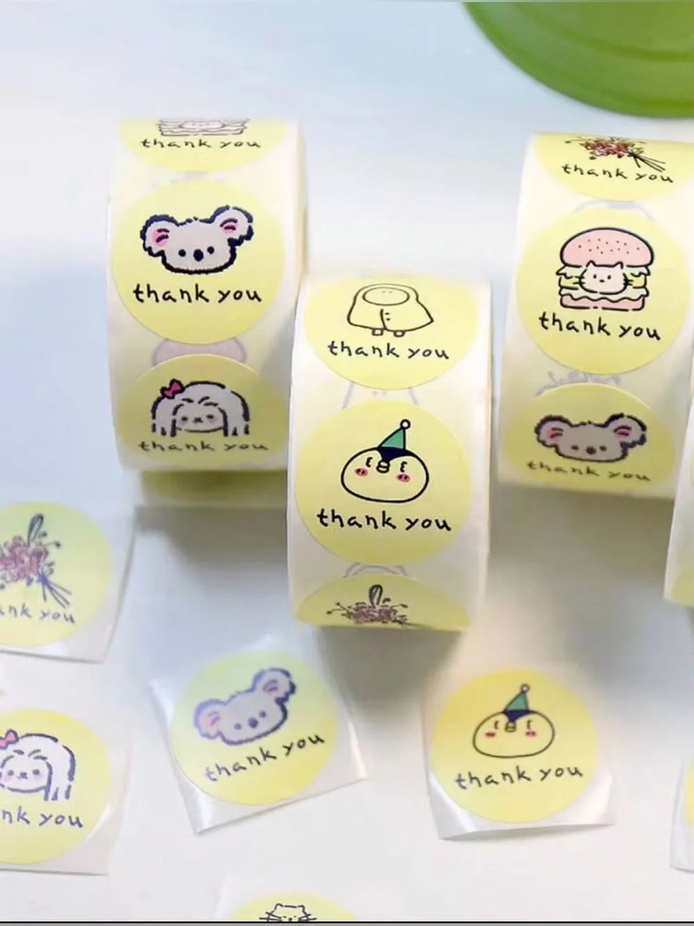 Cute Thank You Stickers 1 Inch Roll Small Business Packaging